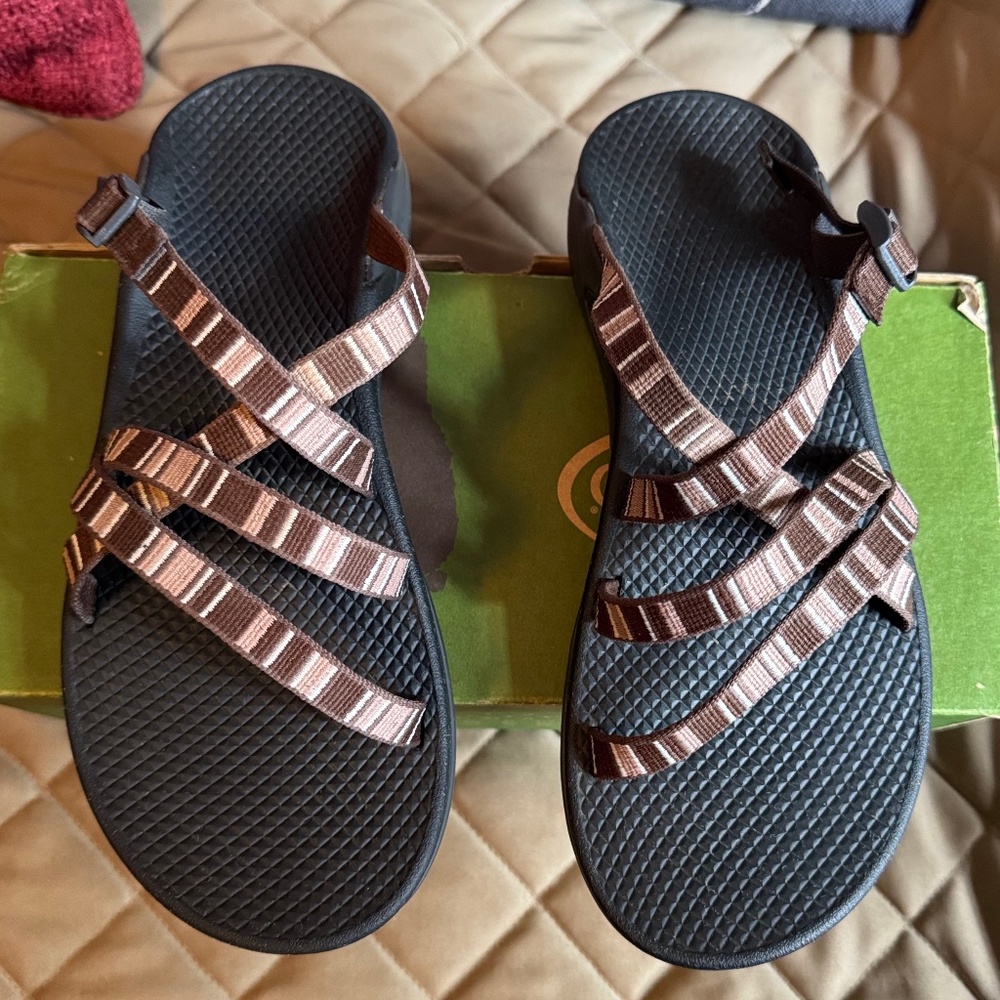 Chaco Black and Brown Strappy Sandals